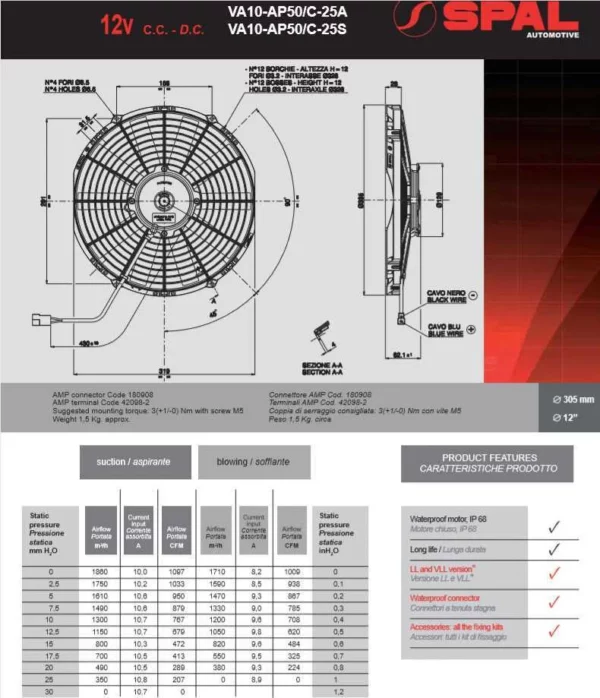 SPAL 30101504 - 12 " FAN 12, 12VDC - Image 3