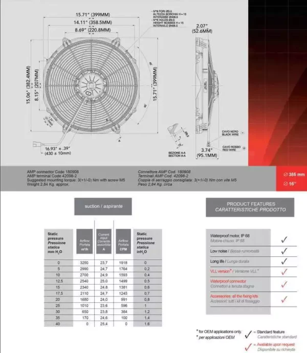 SPAL  30102082 16" FAN CURVED BLADE, 12 V - Image 3